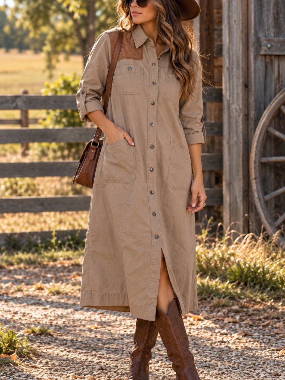 Lauren Ralph Lauren Utility Safari Shirt Dress Tan Button Front Size S